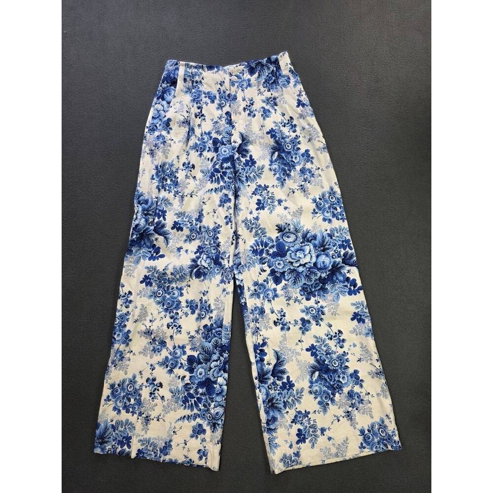 MAEVE The Colette Printed Linen Blend Crop Wide-Leg Pants Women's 8 A011123 - Picture 2 of 14